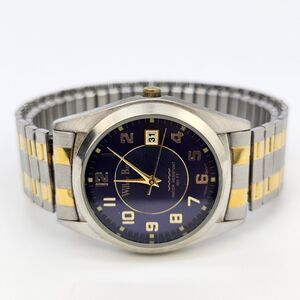Willow Bay Men's Watch 36MM Blue Dial Date Two Tone Expandable Band‎ New Battery
